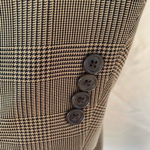 Perry Ellis sports coat gold and black glen plaid 42L vintage - Picture 4 of 11